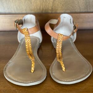 Franco Sarto Tan Leather Braided Sandals